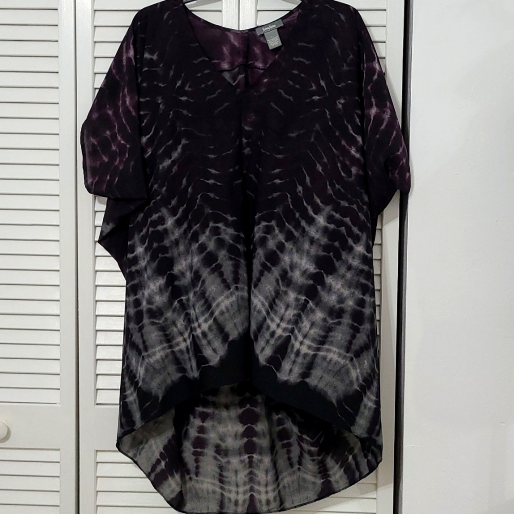 Lg Neimus Marcus V Neck BatWing Short Sleeve High Low Long Blouse or Dress